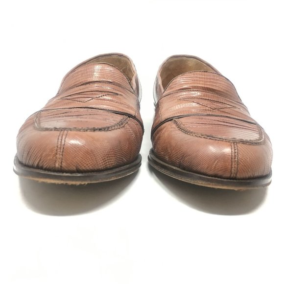 Magnanni Loafers Shoes Size 11.5 Brown Full Lizard main image 7